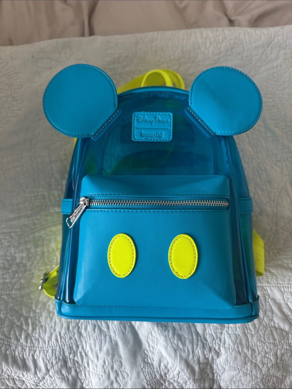 Loungefly Disney Parks Mickey Ear Backpack in Bright Blue & Neon Yellow